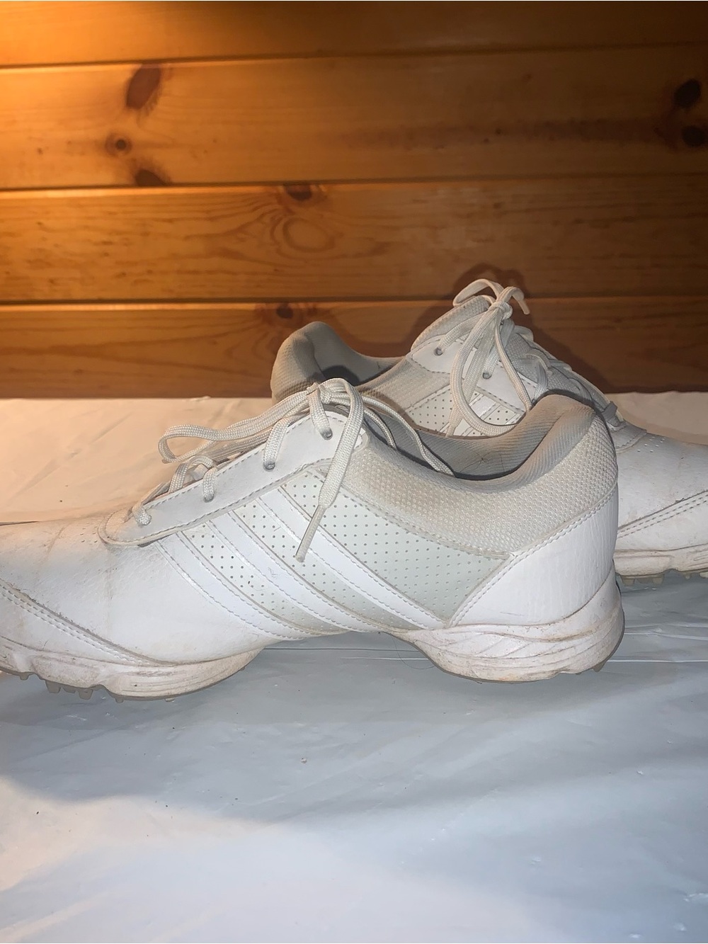 All white Adidas Golf CLEATS